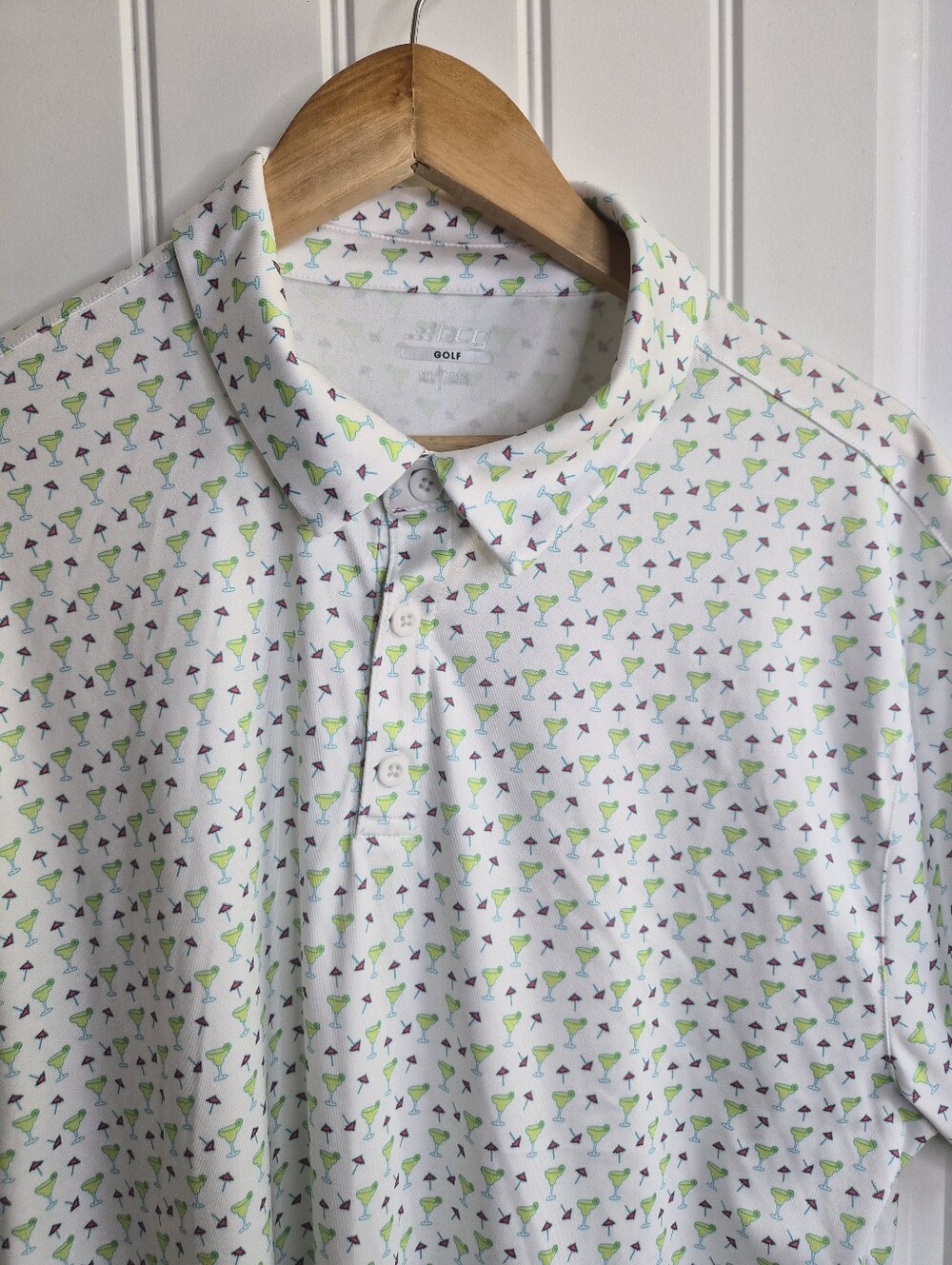 XL All-Over Margarita Cocktails Print Golf Polo Casual Beach Party Travel Festiv